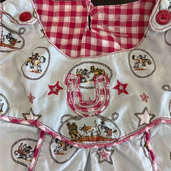 Wrangler Western Rodeo Country And Red Gingham Print Dress Child’s Size 12 mths - Picture 5 of 12